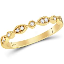 14kt Yellow Gold Round Diamond Classic Stackable Band Ring 1/10 Cttw