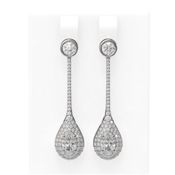 3.81 ctw Oval Diamond Earrings 18K White Gold