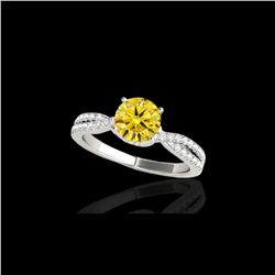 1.3 ctw Certified SI/I Fancy Intense Yellow Diamond Ring 10K White Gold