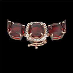 87 ctw Garnet & Diamond Micro Eternity Necklace 14K Rose Gold