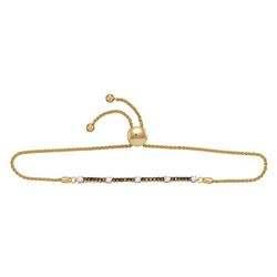 10kt Yellow Gold Round Brown Diamond Bolo Bracelet 3/4 Cttw