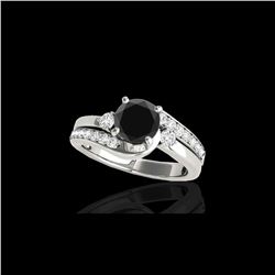 1.75 ctw Certified VS Black Diamond Bypass Solitaire Ring 10K White Gold
