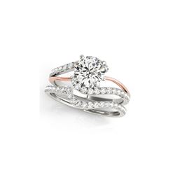 1.37 ctw Certified VS/SI Diamond Bypass Solitaire 2pc Set Ring 14K White & Rose Gold