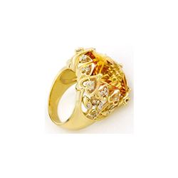 11.40 ctw Citrine & Diamond Ring 10K Yellow Gold