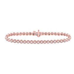 14kt Rose Gold Round Diamond Milgrain Tennis Bracelet 2.00 Cttw