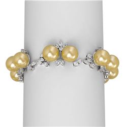 8.82 ctw Diamond and Pearl Bracelet 18K White Gold