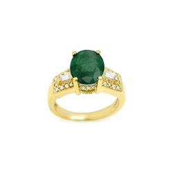 4.55 ctw Emerald & Diamond Ring 10K Yellow Gold