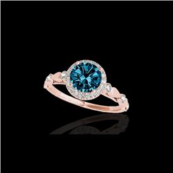 1.25 ctw SI Certified Fancy Blue Diamond Halo Ring 10K Rose Gold