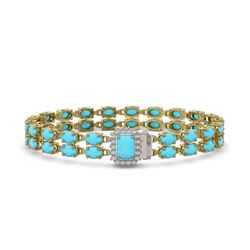 20.36 ctw Turquoise & Diamond Bracelet 14K Yellow Gold