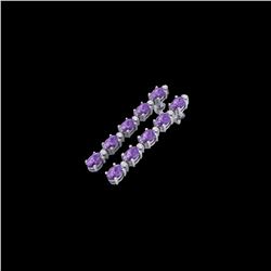 15.47 ctw Amethyst & VS/SI Certified Diamond Tennis Earrings 10K White Gold