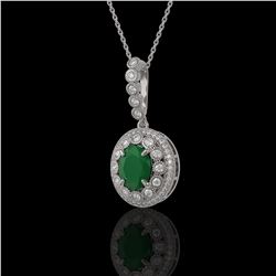 4.67 ctw Certified Emerald & Diamond Victorian Necklace 14K White Gold