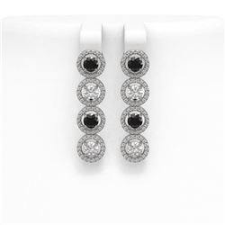 4.52 ctw Black & Diamond Micro Pave Earrings 18K White Gold