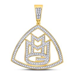 10kt Yellow Gold Mens Round Diamond Maybach Music Group Charm Pendant 1/2 Cttw