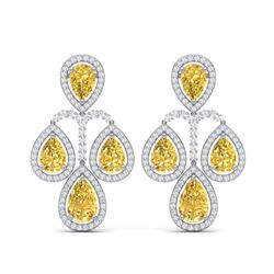 27.85 ctw Canary Citrine & VS Diamond Earrings 18K White Gold