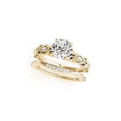 0.71 ctw Certified VS/SI Diamond 2pc Wedding Set Antique 14K Yellow Gold