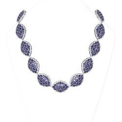 108 ctw Sapphire & Diamond Necklace 18K White Gold