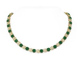 65.1 ctw Emerald & Diamond Necklace 18K Yellow Gold