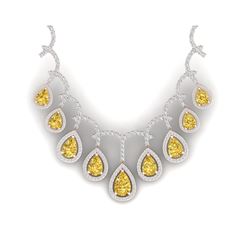 29.42 ctw Canary Citrine & VS Diamond Necklace 18K Rose Gold
