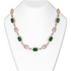 53.7 ctw Emerald & Diamond Necklace 18K Rose Gold