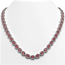 31.1 ctw Tourmaline & Diamond Micro Pave Halo Necklace 10K White Gold