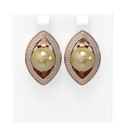 1.61 ctw Diamond and Pearl Earrings 18K Rose Gold