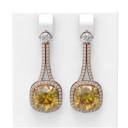 13.7 ctw Canary Citrine & Diamond Earrings 18K Rose Gold