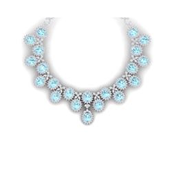 83 ctw Sky Topaz & VS Diamond Necklace 18K White Gold