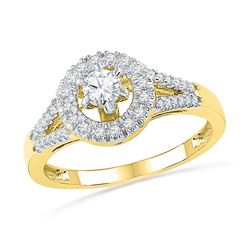 10kt Yellow Gold Round Diamond Solitaire Split-shank Bridal Wedding Engagement Ring 3/8 Cttw