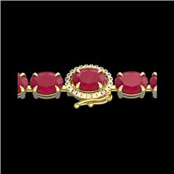 37 ctw Ruby & VS/SI Diamond Eternity Micro Bracelet 14K Yellow Gold