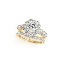 2.51 ctw Certified VS/SI Diamond 2pc Wedding Set Halo 14K Yellow Gold