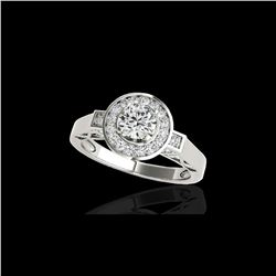 1.75 ctw Certified Diamond Solitaire Halo Ring 10K White Gold