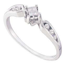 14kt White Gold Princess Diamond Solitaire Bridal Wedding Engagement Ring 1/6 Cttw