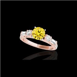 2 ctw Certified SI/I Fancy Intense Yellow Diamond Pave Ring 10K Rose Gold