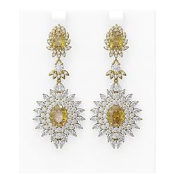 18.87 ctw Canary Citrine & Diamond Earrings 18K Yellow Gold