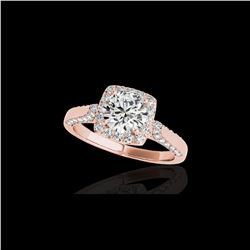 1.5 ctw Certified Diamond Solitaire Halo Ring 10K Rose Gold