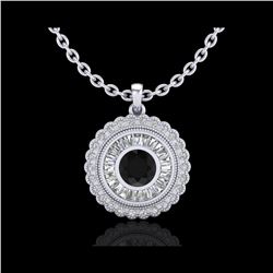2.11 ctw Fancy Black Diamond Art Deco Stud Necklace 18K White Gold