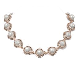 20 ctw Diamond and Pearl Necklace 18K Rose Gold