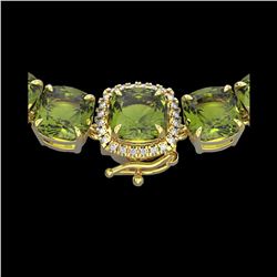 100 ctw Green Tourmaline & Diamond Micro Necklace 14K Yellow Gold