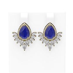 11.14 ctw Sapphire & Diamond Earrings 18K Yellow Gold