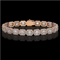 14.57 ctw Emerald Cut Diamond Micro Pave Bracelet 18K Rose Gold