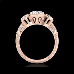 1.66 ctw VS/SI Diamond Solitaire Art Deco 3 Stone Ring 18K Rose Gold