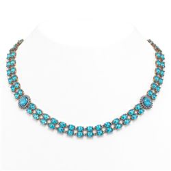 64.99 ctw Swiss Topaz & Diamond Necklace 14K Rose Gold