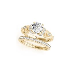1.15 ctw Certified VS/SI Diamond 2pc Wedding Set Antique 14K Yellow Gold