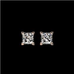 1 ctw Certified VS/SI Quality Princess Diamond Stud Earrings 10K Rose Gold
