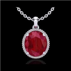 12 ctw Ruby & Micro Pave VS/SI Diamond Necklace 18K White Gold
