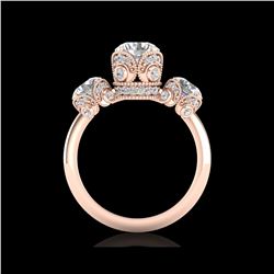 3 ctw VS/SI Diamond Art Deco 3 Stone Ring 18K Rose Gold