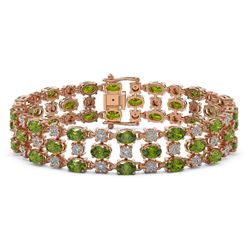 15.64 ctw Tourmaline & Diamond Row Bracelet 10K Rose Gold