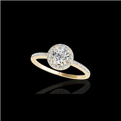 1.2 ctw Certified Diamond Solitaire Halo Ring 10K Yellow Gold