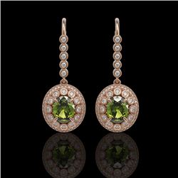 8.45 ctw Tourmaline & Diamond Victorian Earrings 14K Rose Gold