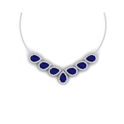 34.72 ctw Sapphire & VS Diamond Necklace 18K White Gold